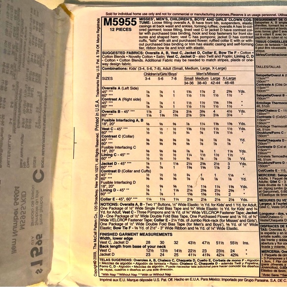 McCall’s M5955 Uncut Clown Costume Sewing Pattern - Picture 7 of 11